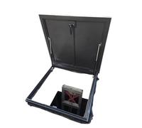 Cubierta de puerta de acceso de metal galvanizado negro resistente de 37.4 x 21.7 pulgadas, tapa gruesa con asa para hospitales, escuelas, edificios, iglesias, y solución de salida segura