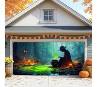 Cubierta de puerta de garaje de bruja mística, decoraciones grandes de fantasía al aire libre, decoración de fondo de fiesta de Halloween, 157 x 71 pulgadas