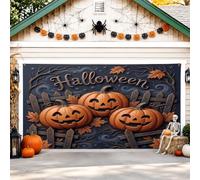 Cubierta de puerta de garaje de calabazas, espeluznante hoja festiva de Halloween, cubierta de pared de garaje naranja para fiesta, decoración del hogar, patio, exterior, interior, fiesta, telón de