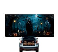 Cubierta De Puerta De Garaje De Halloween - Banner De Puerta Del Cementerio | Decoración De Garaje Espeluznante | Telón De Fondo De La Pared De Miedo Para Fiestas De Vacaciones En Casa Al Aire Libre,