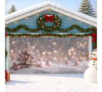 Cubierta de puerta de garaje de Navidad nevada, elegante decoración de invierno del país de las maravillas, decoración de puerta de garaje de 7.5 x 8 pies, fondo de fiesta en interiores y exteriores