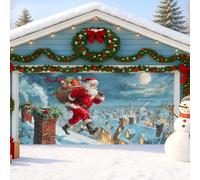 Cubierta de puerta de garaje de Papá Noel, decoraciones festivas de invierno del país de las maravillas, tema rojo de Navidad, decoración de vacaciones al aire libre para celebraciones de Navidad, 157