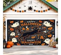Cubierta de puerta de garaje para gatos, diseño de hoja de fantasma festiva de Halloween, decoración de puerta de garaje negra, decoración del hogar para patio, jardín, exterior, fiesta interior, 157