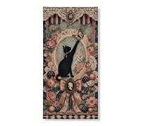 Cubierta de puerta de gato vintage decorativa, diseño floral de mariposa, decoración de puerta delantera, suministros de festival de otoño para interiores y exteriores, 36 x 72 pulgadas