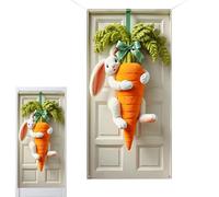 Cubierta de Puerta de Primavera Conejo Zanahoria Decoración Fotográfica | Cartel de Puerta de Porche Delantero para Celebración Familiar de Pascua Decoración de Hogar Interior y Exterior