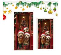 Cubierta de puerta navideña - Accesorios de fondo para fotos | Cubierta protectora: tapices de puertas con escenas 2D y accesorios para fotografías que crean un ambiente festivo cálido con banderas de