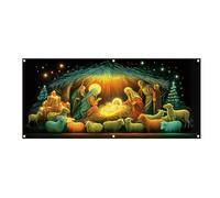 Cubierta de Puerta navideña, diseño Fluorescente, Escena de Jesús, decoración de Fondo de Entrada, instalación Tipo Percha, exhibición, para Fiestas en casa de Invierno, Adecuado para Porche e