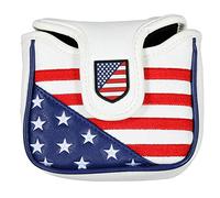 Cubierta de putter para mazo de golf, tira y cierre magnético de piel sintética con bordado de estrellas, diseño de bandera de Estados Unidos