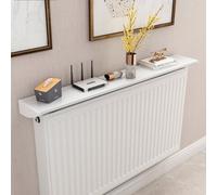 Cubierta de radiador blanca con soportes, estantes de guía de calor de 15 cm de profundidad, sin necesidad de taladrar, estante superior de aleación de aluminio para protección de pared, capacidad de