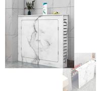 Cubierta de radiador de plástico de PVC grueso con 3 lados/4 lados, gabinete de calefacción con 2 puertas, elegante tubo decorativo nicho de almacenamiento, 70 x 70 cm