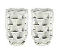 Cubierta de red de cultivo de verduras de malla 60 con cremallera y cordón para uso en jardín al aire libre, paquete de 2 unidades para exclusión de plagas (50 x 50 x 100 cm)