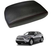 Cubierta de Reposabrazos Central para Infiniti FX35 2009-2012 - Protector Impermeable y Antiarañazos para Consola Central del Coche,Black-Red Line
