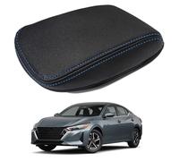 Cubierta de Reposabrazos Central para Nissan Sentra 2013-2019 - Protector Impermeable y Antiarañazos para Consola Central del Coche,Black-Blue Line