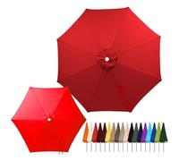 Cubierta de Repuesto para Paraguas 6/8 Brazos 4.0/3.5/3.3/3.0 Metros, Lona Recambio Sombrilla Mercado, Parasol Jardin Exteriores Grueso y Fuerte UV50+ Pincho(Red,6-RIBS-9.8FT/3.0m)
