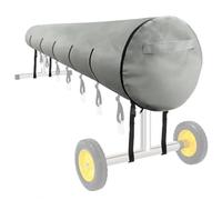 Cubierta de Rodillo Piscina, Carrete Manta Solar- 420D Oxford Cubierta enrollador Impermeable Protector de Polvo Anti-UV con Cordón, para Piscina al Aire Libre (Gray, 16FT)