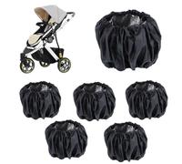 Cubierta de rueda para cochecito de bebé, 6 piezas a prueba de polvo para niños silla de ruedas para bebés silla de ruedas negros neumáticos protector accesorio de cochecito