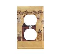 Cubierta de salida de casa y fruta café beige, placa de pared estándar americana con tornillos, acero inoxidable resistente al calor y a los impactos, cubierta de enchufe dúplex de 1 banda para