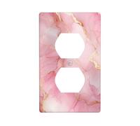 Cubierta de salida de flujo con textura de mármol rosa degradado, cubierta decorativa para interruptor de luz, placa de pared de 1 banda para cocina, baño, tamaño 7 x 11,4 cm