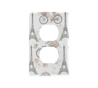Cubierta de salida dúplex de PC con diseño de torre de flores vintage, color blanco, tamaño 4.53 x 2.76 pulgadas
