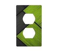 Cubierta de salida geométrica de madera verde neón y negra, cubierta decorativa para interruptor de luz, placa de pared para cocina, baño, tamaño 7 x 11,4 cm