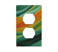 Cubierta de salida minimalista abstracta de onda verde naranja para interruptor de luz, placa de pared decorativa de 1 banda para cocina, baño, tamaño 7 x 11,4 cm