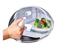 Cubierta de salpicaduras de microondas para alimentos, placa de microondas sin BPA cubierta de alimentos con mango Guardia de salpicaduras de microondas resistente al calor con respiraderos de vapor