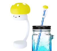 Cubierta de silicona para popote, en forma de hongo para popotes, tapones de silicona para botellas de beber, cubierta de puntas para niñas