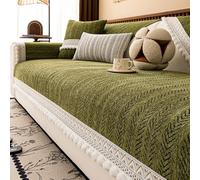 Cubierta de Sofá de Chenille Suave 2/3/4 Plazas, Cubierta de Sofá de Forma Universal No Deslizante Para Toda la Temporada, Protectores de Muebles Para Mascotas Lavables Para Per Matcha Green 70*210cm