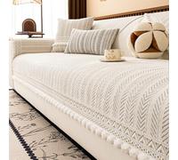 Cubierta de Sofá Lavable Universal Para Todas las Estaciones 2/3/4 Plazas, Nueva Cubierta de Sofá de Forma de Chenilla Suave, Protectores de Muebles Para Mascotas Sin Deslizamiento Par White 90*180cm