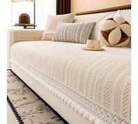 Cubierta de Sofá Lavable Universal Para Todas las Estaciones 2/3/4 Plazas, Nueva Cubierta de Sofá de Forma de Chenilla Suave, Protectores de Muebles Para Mascotas Sin Deslizamiento Par Beige 90*180cm