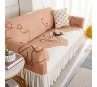Cubierta de sofá, protección de Muebles, fijación de Correa elástica, diseño de Falda de Tela Universal de 4 Temporada, Lavadora sin deformación JaneEyre-Apricot Singleperson90-140cm