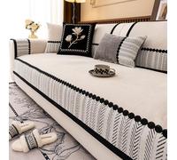 Cubierta de Sofá Universal Para Todas las Estaciones 2/3/4 Plazas, Cubierta de Sofá de Forma Suave y Gruesa de Chenilla Lana, Protectores de Muebles Para Mascotas Sin Deslizamiento Pa white 110*240cm