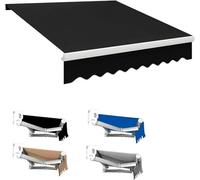 Cubierta de sombra de poliéster impermeable, tela retráctil for toldo de patio, reemplazo de tela, cubierta de toldo for sombrilla for exteriores, lona for terraza, balcón (sin marco)(Black,4.5x1.5m(1