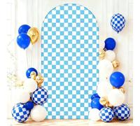 Cubierta De Soporte De Arco De Boda,Cuadros Blancos Y Negros,Cubierta De Fondo Gruesa Ajustable,Cubierta EláStica De PoliéSter para Arco De Boda Fiesta CumpleañOs Ceremonia (Azul，55x120 4FT)