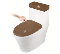 Cubierta de tanque inodoro Jacquard, 6 piezas, 3 juegos, Protector asiento antisuciedad elástico, fundas tapa, alfombrillas cojín, accesorios decoración baño hotel(Coffee)