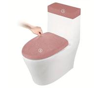 Cubierta de tanque inodoro Jacquard, 6 piezas, 3 juegos, Protector asiento antisuciedad elástico, fundas tapa, alfombrillas cojín, accesorios decoración baño hotel(Pink)