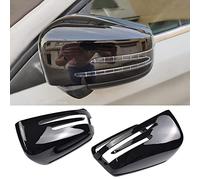 Cubierta de tapa de espejo retrovisor lateral izquierdo derecho, moldura de repuesto para Mercedes Benz W176 W246 W212 W204 C117 X156 X204 W221 (Negro Brillante)