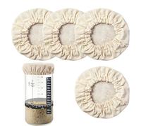 Cubierta de Tela para de Pan - 4 Piezas de Lino con Ajuste Elástico | Frasco Cobertor para Fermentación de Pan - para Panadería Casera, Cocina, Estudio, Apartamento, Principiantes,