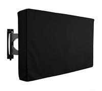 Cubierta de televisión para exteriores resistente en material negro 210d para pantallas de 22-75 pulgadas con almacenamiento remoto y cierre inferior seguro (50-52 pulgadas)