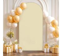 Cubierta De TelóN De Fondo De Arco De Boda,Cubierta De Arco TelóN De Fondo De Tela Redonda Decor para Estudio FotográFico,Cubierta De Soporte para Fiesta De CumpleañOs (Beige，122×220 7.2FT)