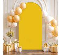 Cubierta De TelóN De Fondo De Arco De Boda,Cubierta De Arco TelóN De Fondo De Tela Redonda Decor para Estudio FotográFico,Cubierta De Soporte para Fiesta De CumpleañOs (Amarillo，55x120 4FT)