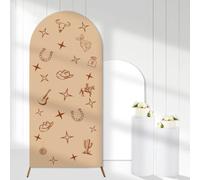 Cubierta de telón de fondo de arco de vaquero occidental con texto en inglés "A Little Cowboy is on the Way", decoración de baby shower, 1.8 m, elástico, elastano, ajustable, para arco del salvaje