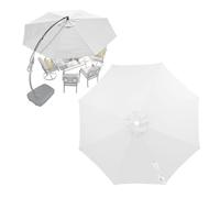 Cubierta De Toldo De Repuesto Para Sombrilla Terraza Exterior Grandes 4m 3m 3.5m 2.7m 2m, Paño De Repuesto Para Paraguas, 6/8 Varillas, Impermeable Tela Parasol Voladizo Jardín(White,8ribs/4m)