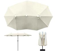 Cubierta De Toldo De Repuesto Tres Cabezas, Parasol De Poliéster Toldo De Recambio De Sombrilla Ø2.7m, 12 Costillas Tela De Paraguas Ventilación Superior, A Prueba De La Intemperie(Off White)