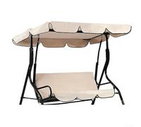 Cubierta de toldo para columpio al aire libre, cubierta de toldo para patio, cubierta de columpio impermeable, lona de repuesto impermeable y resistente al desgarro (beige grande de tres plazas)
