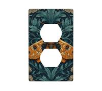Cubierta de toma de corriente vintage naranja y negra con diseño de mariposa decorativa para interruptor de luz, 1 banda, placa de pared para cocina, baño, tamaño 7 x 11,4 cm