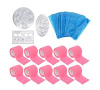 Cubierta de vendaje para máquina de tatuaje Bolsas para bolígrafos de tatuaje Cinta de agarre Soporte para tinta Juego de soporte para artistas de tatuajes profesionales Material (Rosa)