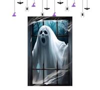 Cubierta de ventana aterradora, cortina de poliéster para Halloween, hoja de puerta de terror, cubierta impresa de longitud completa con detalles aterradores, telón de fondo reutilizable para
