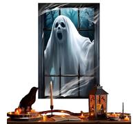 Cubierta de ventana de fantasma, cortinas de puerta espeluznantes, telón de fondo de terror de Halloween, hojas de decoración colgantes transparentes espeluznantes, calcomanías espeluznantes