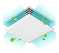 Cubierta de ventilación de aire acondicionado, cubiertas de ventilación de aire acondicionado 11.8x11.8 '' Cubierta de CA de ABS cuadrada con de altura ajustable para salida de techo de oficina